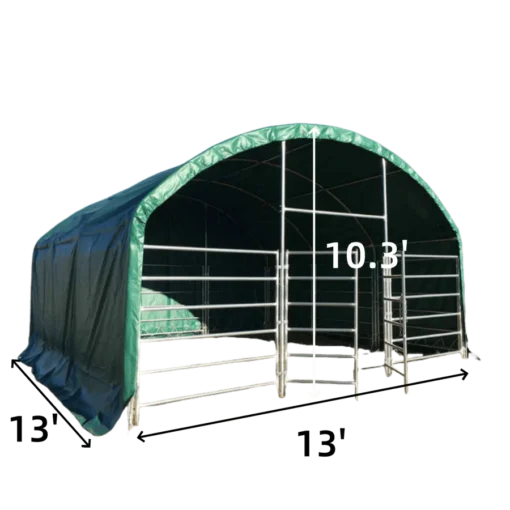 13' x 13' Livestock Corral Shelter with front door