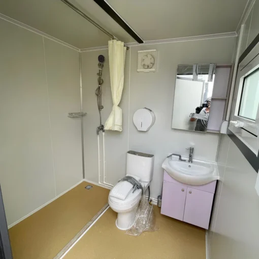 Portable Toilet with Shower Curtain Style